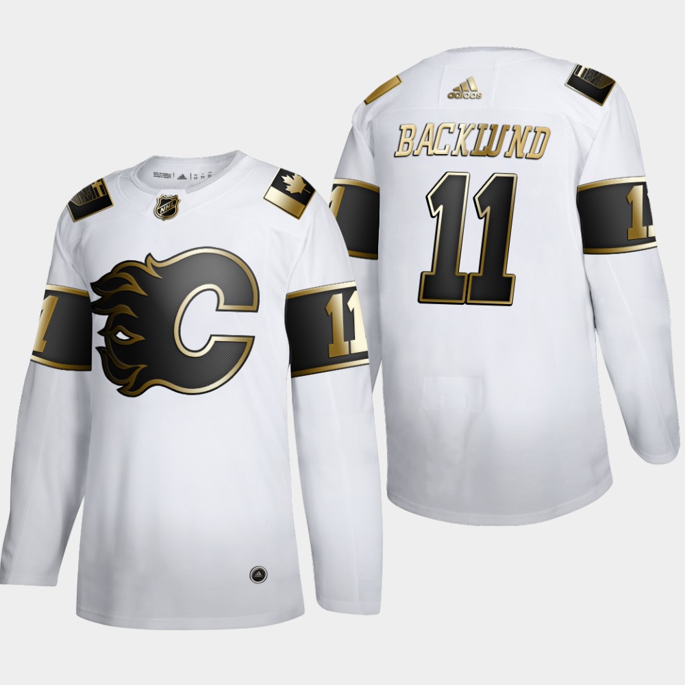 Calgary Flames #11 Mikael Backlund Men Adidas White Golden Edition Limited Stitched NHL Jersey->ottawa senators->NHL Jersey